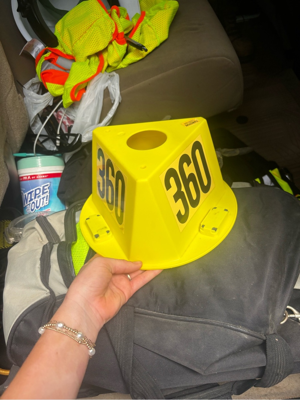 Bright Yellow 360 Marker Cone for Event and Safety Use